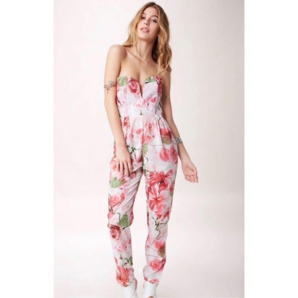 Shakuhachi Revolve Midsummer Nights Pink and Green Floral Jumpsuit